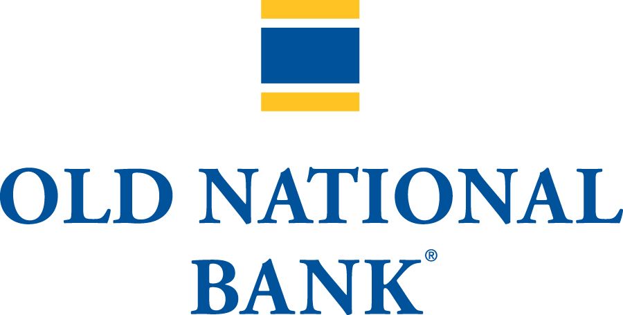 Aeon Affordable Homes Old National Bank logo with blue and gold stripes above the company name in blue text.