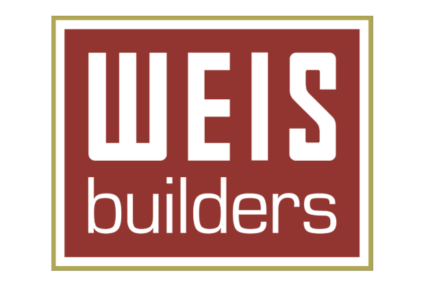 Aeon Affordable Homes Logo with "WEIS builders" text in white on a red background, bordered by a gold outline.