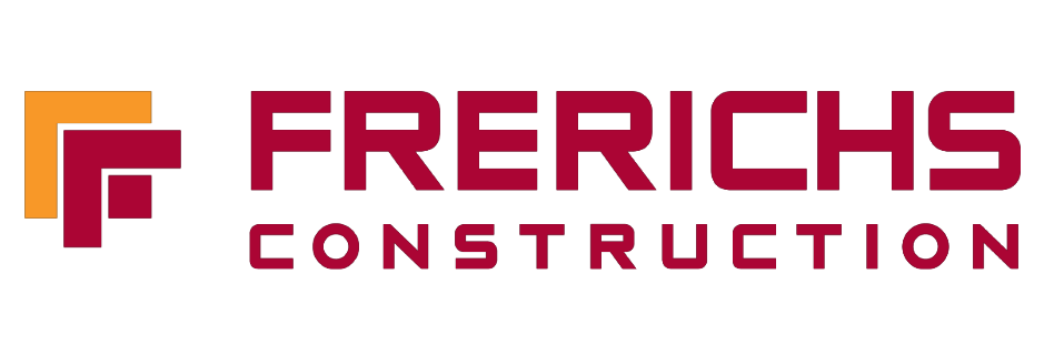 Aeon Affordable Homes Frerichs Construction logo with bold red text and a geometric orange and red emblem on the left.