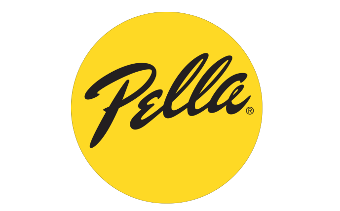 Aeon Affordable Homes Pella logo in black script inside a yellow circle on a white background.