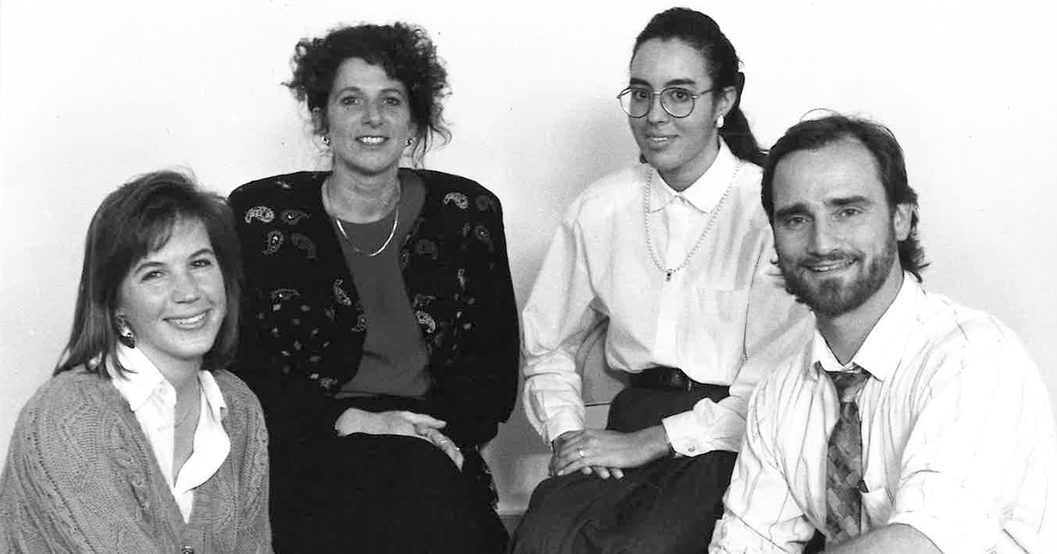Early Aeon staff members gathered for a group photograph